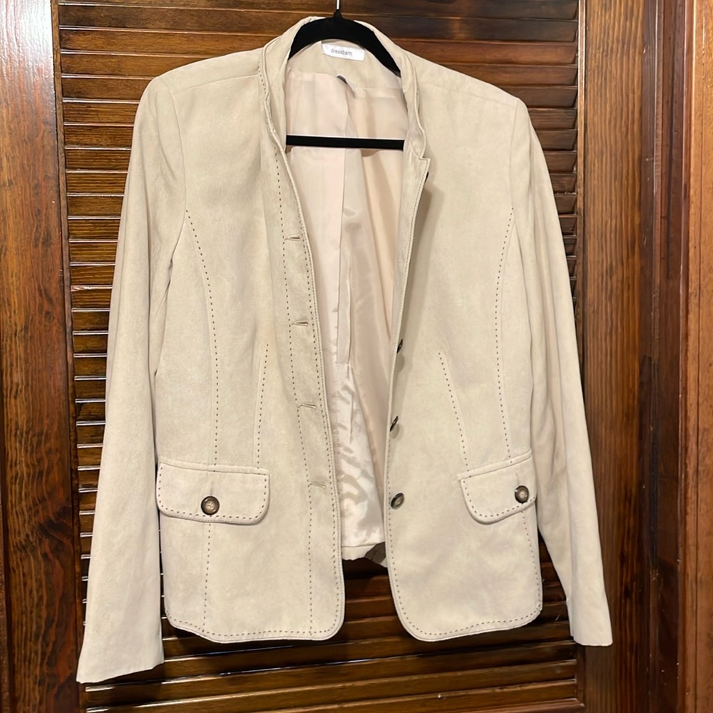 dressbarn Cream Suede Blazer Jacket